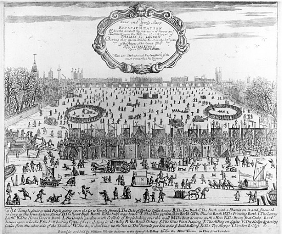 The Frost Fair of the winter of 1683-84 on the Thames, with Old London Bridge in the Distance. c.168 von English School