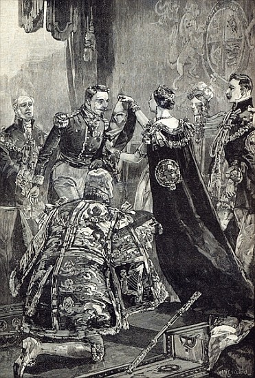 The Queen investing the Emperor of the French with the Order of the Garter von English School