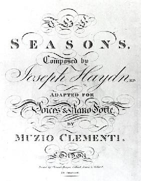 Cover of the score sheet of ''Seasons'' Joseph Haydn (1732-1809)