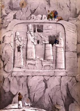 Examining an Assyrian Rock Sculpture 1853