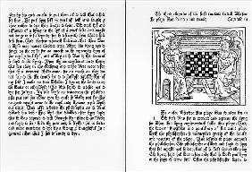 Pages from the English translation of ''De Ludo Saccorum'' Jacques de Cessoles, including an illustr