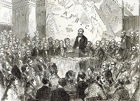 Sir Samuel Baker at the meeting of the Royal Geographical Society, from ''The Illustrated London New
