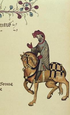 The Knight, facsimile detail from 'The Canterbury Tales', by Geoffrey Chaucer (c.1342-1400) (vellum)