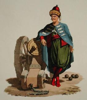 Turkish Soldier, from 'Costumes of the Various Nations', Volume VII, 'The Military Costume of Turkey published