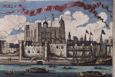 Tower of London Seen from the River Thames, from 'A Book of the Prospects of the Remarkable Places i von English School