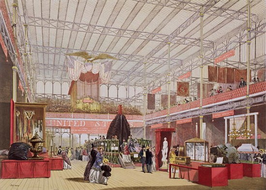 View of the United States section of the Great Exhibition of 1851, from ''Dickinson''s Comprehensive von English School