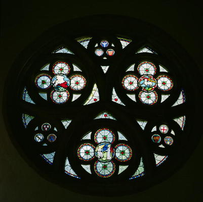 Rose Window (stained glass) von English School, (14th century)