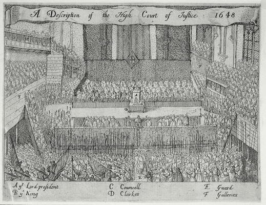 A Description of the High Court of Justice (The Trial of Charles I) (engraving) von English School, (17th century)