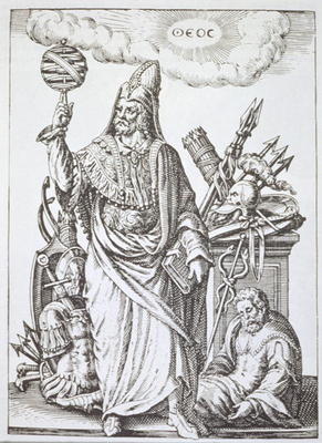 Ideal figure of Hermes Trismegistus, copy of illustration from 'De Divinatione et Magicis Praestigii von English School, (17th century) (after)