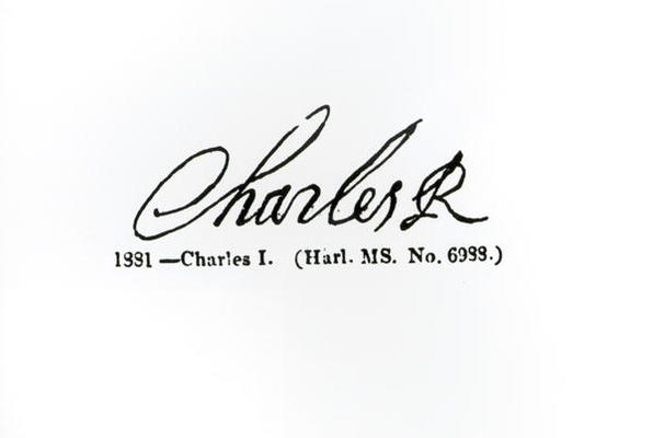Signature of King Charles I (1600-49) (engraving) (b/w photo) von English School, (17th century) (after)