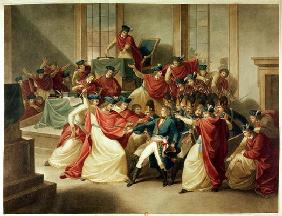 Coup d'Etat of 18 Brumaire, November 10th, 1799 (colour litho) 19th