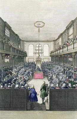A View of the House of Commons, engraved by B. Cole (fl.1748-75) (engraving) von English School, (18th century)