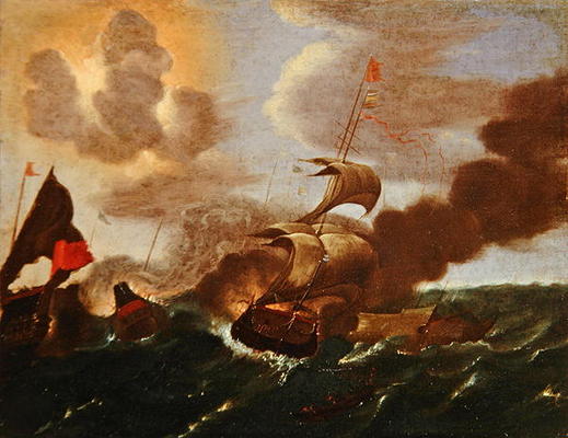 An Incident in the Anglo-Spanish War (oil on canvas) von English School, (19th century)