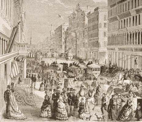 Broadway, New York City, c.1870, from 'American Pictures', published by The Religious Tract Society, von English School, (19th century)