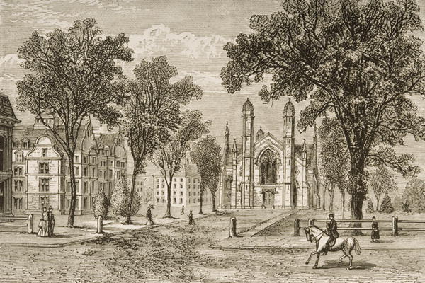 Gore Hall, Harvard University in c.1870, from 'American Pictures' published by the Religious Tract S von English School, (19th century)