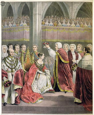 Her Most Gracious Majesty Queen Victoria, Crowned June 28th 1838 (colour litho) von English School, (19th century)