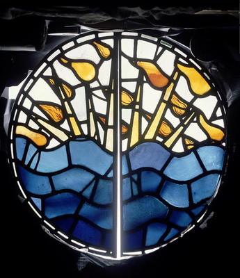 Light and Darkness, Night and Day, detail from the Creation Window, designed by William Morris or Ed von English School, (19th century)