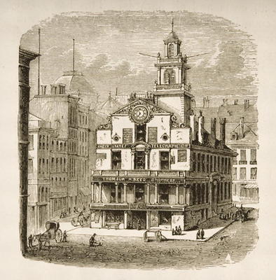 Old State House, Boston, in c.1870, from 'American Pictures' published by the Religious Tract Societ von English School, (19th century)