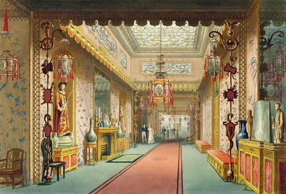 The Chinese Gallery, from 'Views of the Royal Pavilion, Brighton' by John Nash (1752-1835), 1826 (aq von English School, (19th century)