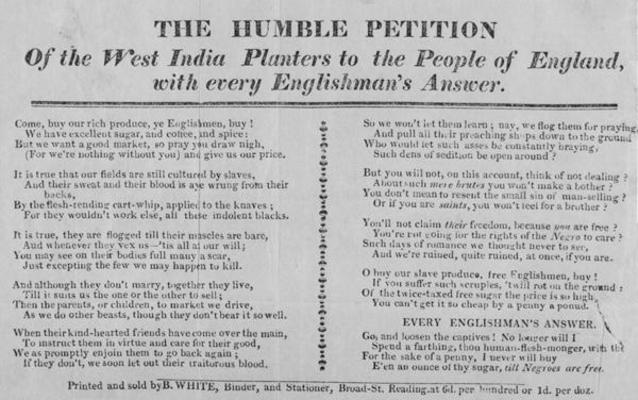 The Humble Petition of the West India Planters to the People of England, with Every Englishman's Ans von English School, (19th century)