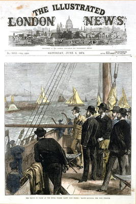 The Prince of Wales at the Royal Thames Yacht Club match, yachts rounding the club steamer, front co von English School, (19th century)