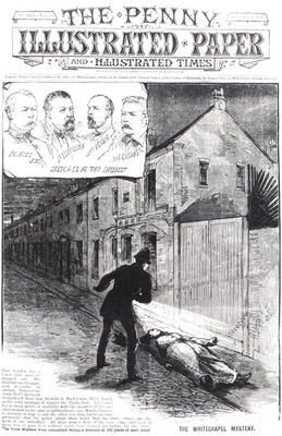 The Whitechapel Mystery, from 'The Penny Illustrated Paper', 8th September 1888 (engraving) (b&w pho von English School, (19th century)