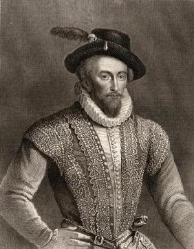 Portrait of Sir Walter Raleigh (c.1554-1618) (engraving)