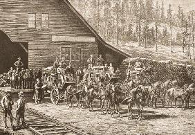 Reno Station on the Central Pacific Railway, in c.1870, from 'American Pictures' published by the Re 20th