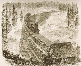 Trestle Bridge on the Pacific Railway, Sierra Nevada, c.1870, from 'American Pictures', published by 12th