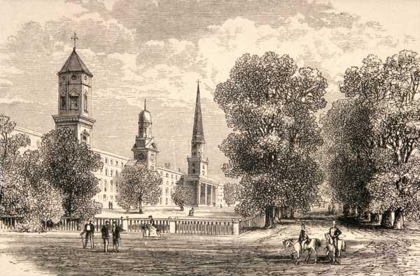 Yale College, New Haven, in c.1870, from 'American Pictures' published by the Religious Tract Societ 1721