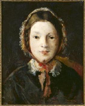 Young Woman with a Bonnet (oil on canvas) 19th