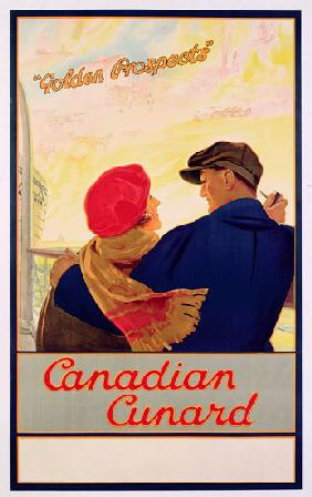 Poster advertising 'Cunard' routes to Canada c.1919