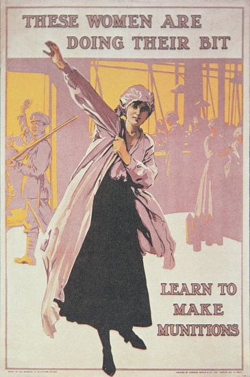 Poster depicting women making munitions von English School, (20th century)