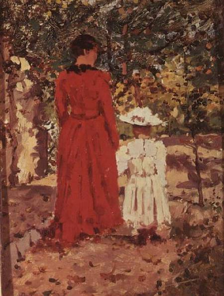 Woman and Child in the Garden von Enrico Reycend
