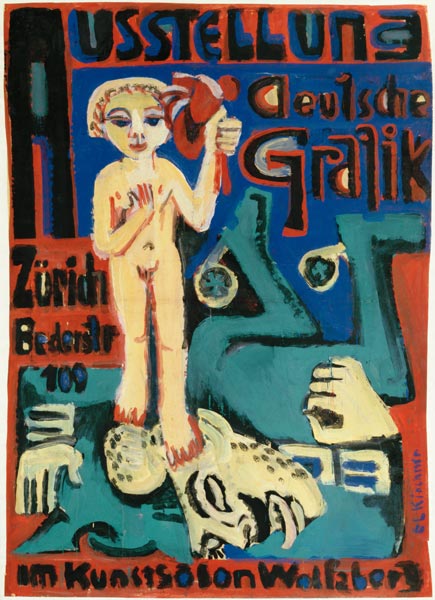 Ausstellungsplakat Deutsche Graphik Zürich. von Ernst Ludwig Kirchner