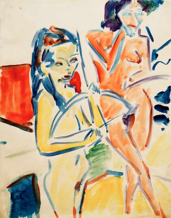 Fränzi mit Bogen und Akt von Ernst Ludwig Kirchner