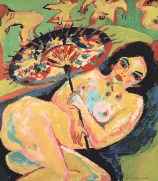 Mädchen unter Japanschirm von Ernst Ludwig Kirchner