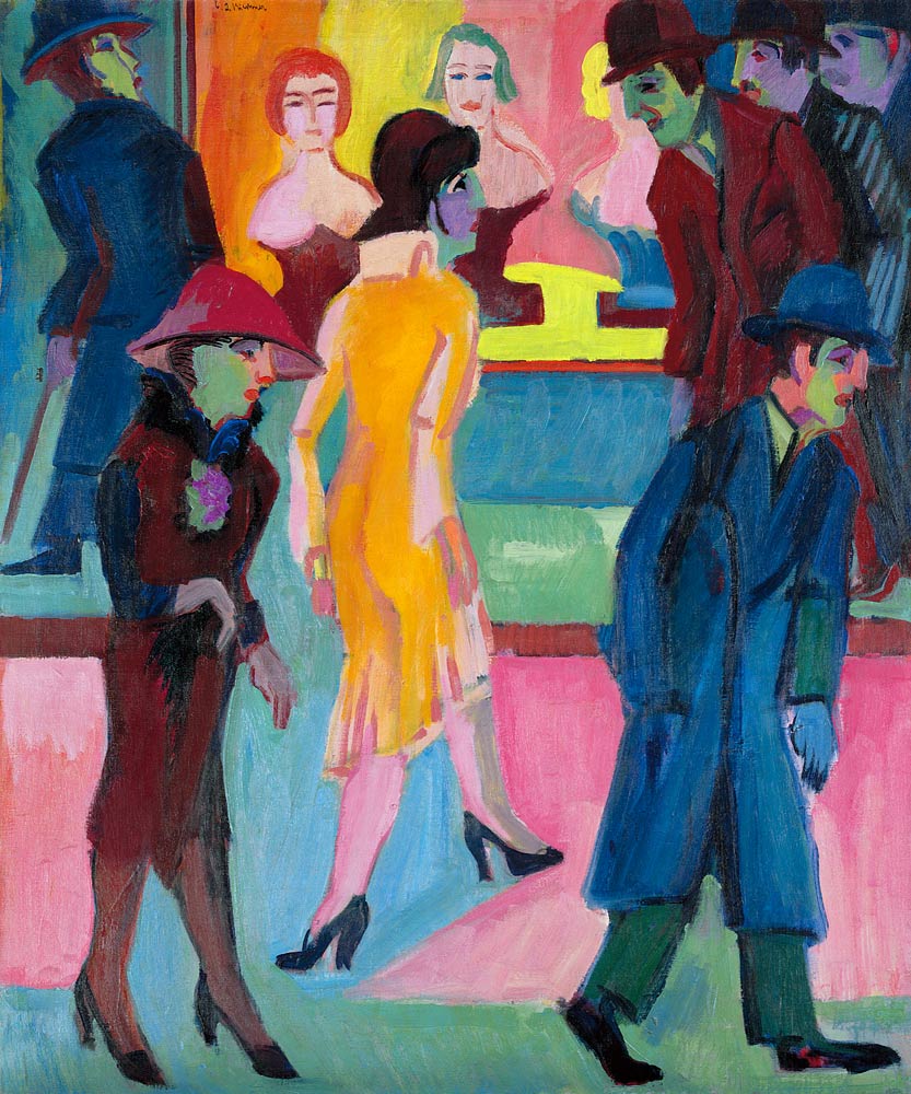 Straßenbild vor dem Friseurladen von Ernst Ludwig Kirchner