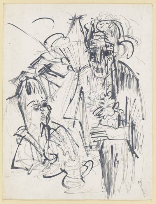 Alte Frau mit Jungen am Kaffeetisch von Ernst Ludwig Kirchner