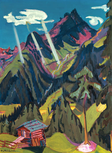 Bündner Landschaft mit Sonnenstrahlen von Ernst Ludwig Kirchner