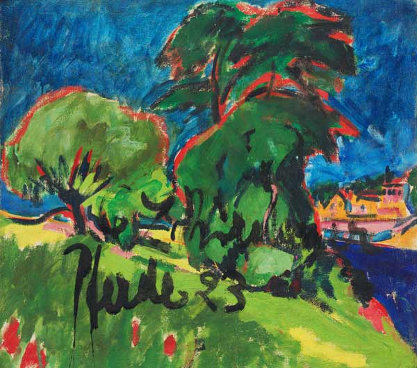 Landschaft (Rückseite von 'Drei Pferde') von Ernst Ludwig Kirchner