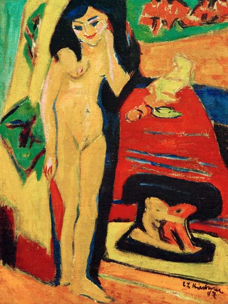 Nacktes Mädchen hint.Vorh von Ernst Ludwig Kirchner