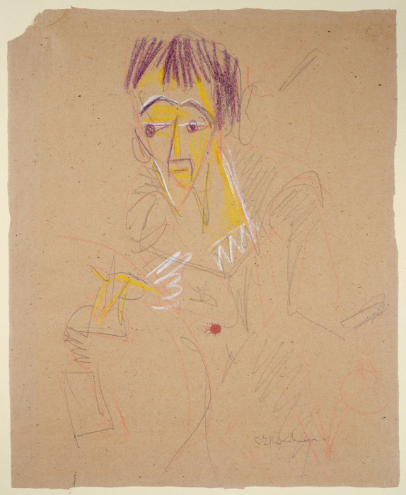 Selbstbildnis, zeichnend von Ernst Ludwig Kirchner