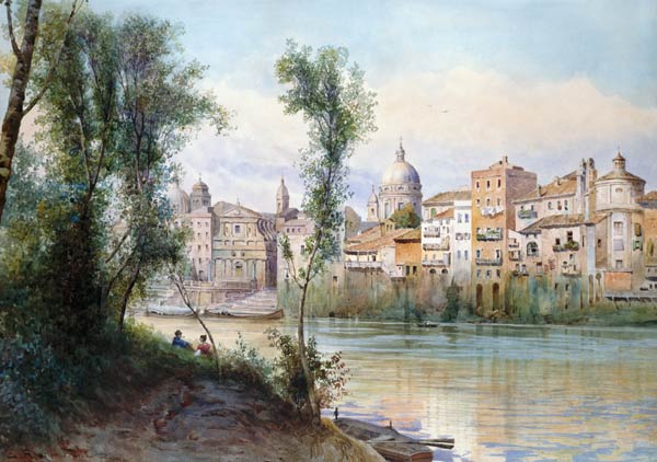 View of the Porto di Ripetta dai Prati, Rome von Ettore Roesler Franz