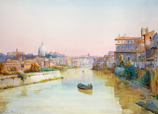 View of the Tevere from the Ponte Sisto von Ettore Roesler Franz