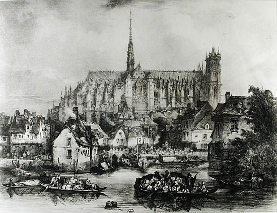 View of the Cathedral of Notre Dame, Amiens, from Pont Dudon von Eugene Balan