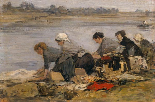Wäscherinnen am Ufer der T von Eugène Boudin