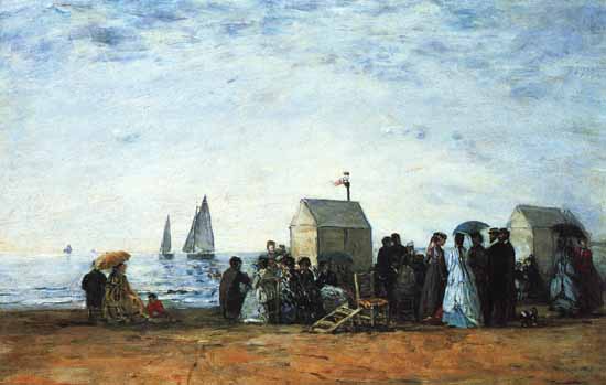 Der Strand von Trouville von Eugène Boudin