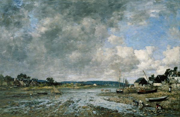 Landscape with washerwomen von Eugène Boudin
