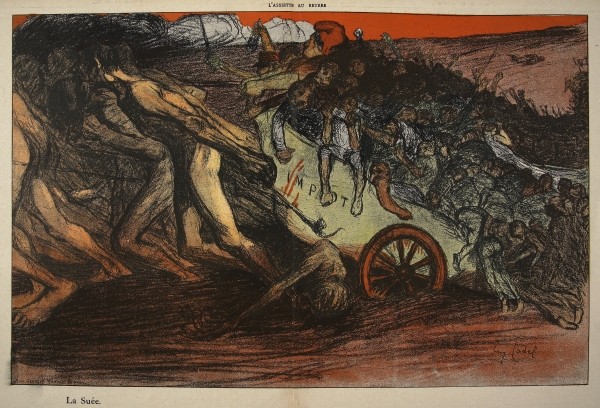 ''The burden of taxation'', illustration from ''L''assiette au Beurre: Les Fonctionnaires'', 9th Aug von Eugene Cadel
